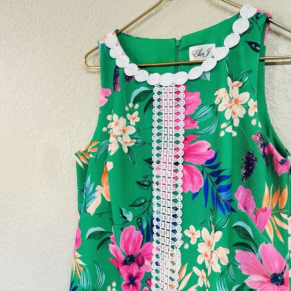 Eliza J Sleeveless Floral Embroidered Lace Trim A-Line Sheath dress Size 14 NWOT - Picture 7 of 12